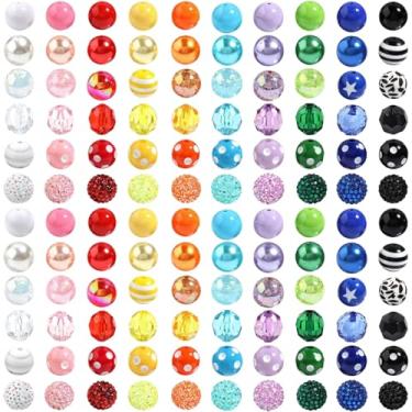 Imagem de LUMINFLY Pacote misto de 120 peças de contas de strass de 20 mm, contas de cristal multicoloridas para joias DIY e artesanato com canetas, ideal para pulseiras e decorações de caneta personalizadas