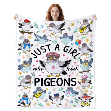 Imagem de Cobertor de pombo presentes para mulheres crianças Just A Girl Who Loves Pigeons Throw Blankets Flanela Pássaro Engraçado Coisas Pombos Presentes temáticos Animais para Meninas Amantes de Pombos