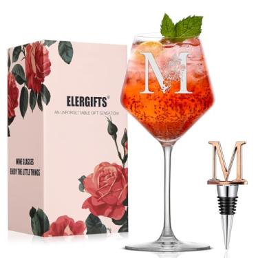 Imagem de Presentes personalizados para mulheres, monograma, taça de vinho A-Z, presente personalizado com rolha de vinho, presentes exclusivos de aniversário de Natal para mulheres, mãe, amiga, irmã, esposa