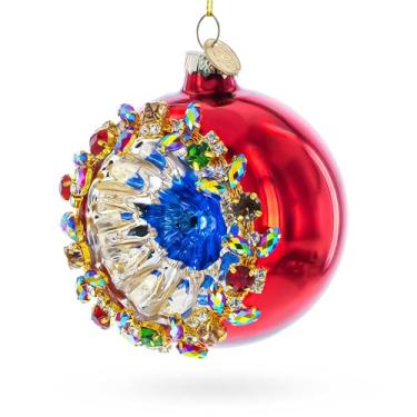 Imagem de Enfeite de Natal de vidro explosivo de joia vermelha