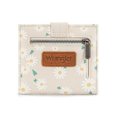 Imagem de X Wrangler Carteiras pequenas e finas para mulheres, porta-cartões e organizadores de dinheiro minimalistas com bolso para moedas com zíper, Margaridas brancas puras, small, Casual