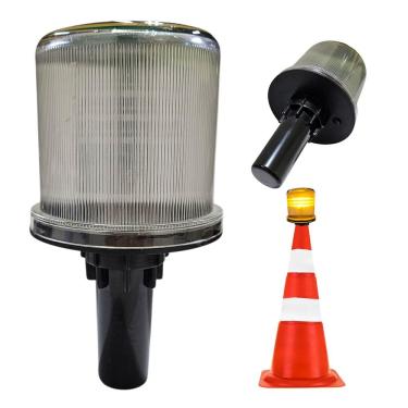 Imagem de Sinalizador Solar Viario Cone Rodovia Estrada Transito Trafego Avenida Sinalizaçao Obra Alerta Emergencia Aviso Acidente