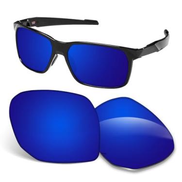 Imagem de Biyxpiv Lentes de substituição de 1,5 mm compatíveis com óculos de sol Oakley Portal X OO9460 59 mm, antiarranhões e resistentes a impactos, Espelhado azul escuro, 59mm