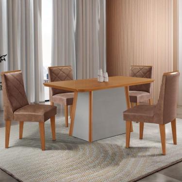 Imagem de Mesa De Jantar Diane 120cm Tampo Mdf Lam 4 Cadeiras Isadora
