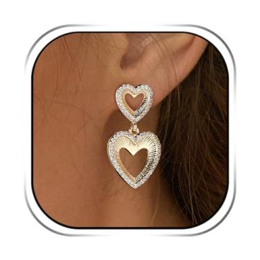 Imagem de HZMAN Brincos femininos leves e hipoalergênicos, banhados a ouro 18 K, brincos pendentes de zircônia cúbica, elegante presente de joia de latão, Latão, Zircônia cúbica