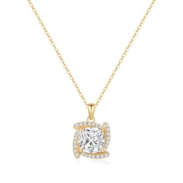 Imagem de Ymeiselle Colar feminino de prata esterlina S925 com pingente banhado a ouro 18 k com zircônia cúbica, joia elegante para presente para namorada, esposa, aniversário, Natal, dia das mães, casamentos
