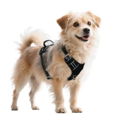 Imagem de Peitoral antipuxão para cães com tiras de segurança refletivas, acolchoado macio ajustável, 3 fivelas, 2 clipes de coleira, Oxford sem estrangulamento, colete para animais de estimação com alça de