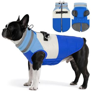 Imagem de Vitiswap Casacos para cães médios, jaqueta de inverno impermeável para cães com arnês embutido, casacos para clima frio, colete refletivo com zíper para animais de estimação, roupa de neve para cães