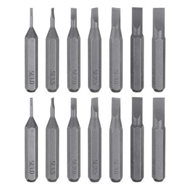 Imagem de HARFINGTON Conjunto de 14 peças de chaves de fenda SL1.0-SL4.0 5/81.3 cm haste sextavada 28 mm comprimento S2 aço magnético cabeça chata brocas para chaves de fenda elétricas manuais reparo de