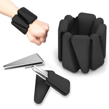 Imagem de Pulseiras femininas ajustáveis de silicone e metal, faixas de fitness confortáveis para ioga, corrida, pilates e treinamento de força, conjunto de 2 pesos de tornozelo vestíveis