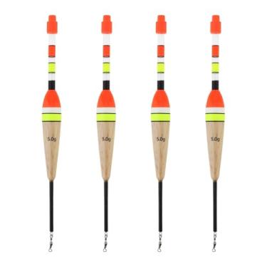 Imagem de Boias e boias de pesca com 4 peças, boias e boias de pesca de mola de madeira balsa, oval de alta sensibilidade para peixe-gato e truta, robalo, peixe-gato