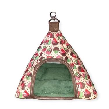 Imagem de Casa para Hamsters Periquitos e Calopsitas em Pano – Toca e Gaiola Segura para Agapornis e Twister (Cupcake,0,19cm x 0,19cm x 0,23cm)