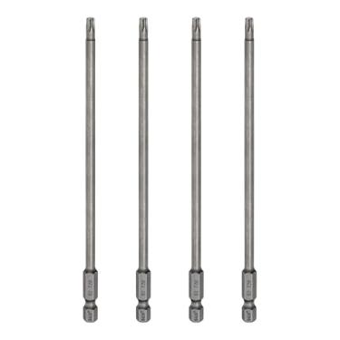 Imagem de HARFINGTON 4 peças T20 Torx cabeça chave de fenda 1/10.2 cm haste sextavada 6" (150 mm) de comprimento magnético sem furo ponta à prova de adulteração 6 pontas estrela chave de fenda S2 aço industrial