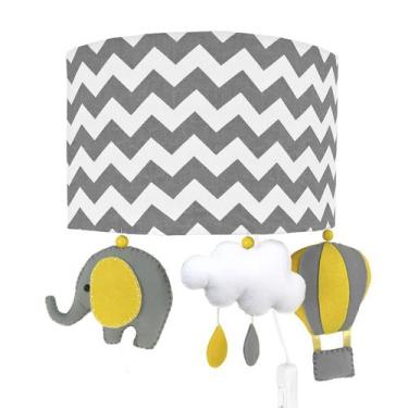 Imagem de Arandela Meia Lua Elefante Balão Cinza Quarto Bebê Infantil - Potinho 