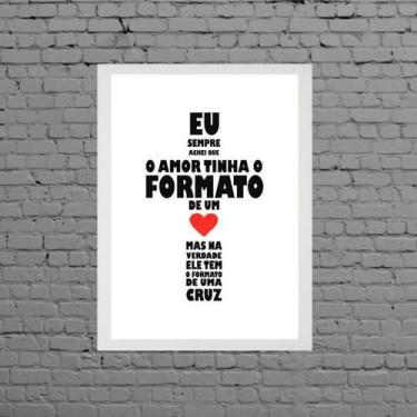 Imagem de Quadro Amor Formato De Cruz 45X34Cm Moldura Preta - Quadros On-Line