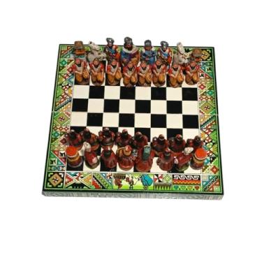 Imagem de Tabuleiro de xadrez de madeira, estilo peruano, inca e espanhol, 26x26, para xadrez(Xadrez)
