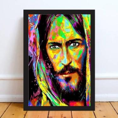 Imagem de Quadro Estilo Pintura Rosto Jesus 33X24Cm - Quadros On-Line