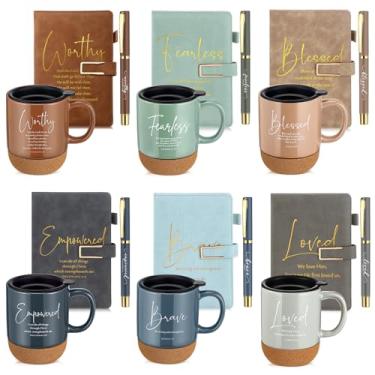 Imagem de FillTouch Conjunto de 6 presentes cristãos de inspiração para homens, Natal, 425 g, versículo da Bíblia, caneca de café de cerâmica, A5, conjunto de presente religioso para professor de igreja, marido