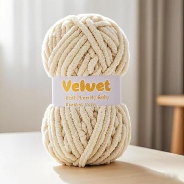 Imagem de Fio macio de chenille grosso para crochê e tricô de veludo para tricô manual 100 g/65 m