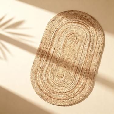 Imagem de Craft Trade Tapete de área de juta, tapete boho reversível trançado de fibra natural, tapete de sisal rústico tecido à mão para sala de estar, quarto, cozinha e áreas de alto tráfego - 91 cm x 152 cm