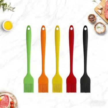 Imagem de Pincéis de silicone para regar, pacote com 5 pincéis de cozinha resistentes ao calor para molho de manteiga com óleo, escova de alimentos para churrasco, churrasqueira, cozinha, assar, cozinhar