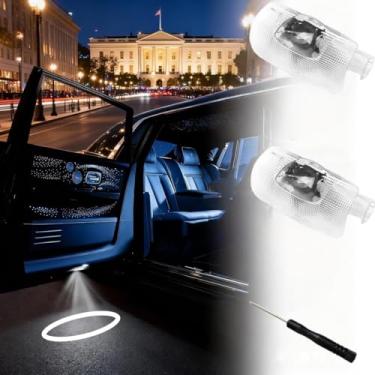 Imagem de Projetor de 2 peças com logotipo de porta de carro compatível com acessórios Camry/Corolla/Tundra/Prius/Reiz/Highlander, etc., sem luzes desbotadas, luz de boas-vindas HD