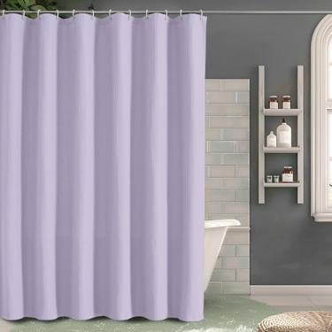 Imagem de OVZME Conjunto de cortina de chuveiro waffle para banheiro, cortinas de banho texturizadas de tecido pesado, decoração de banheiro de 230 g/m2 com peso de hotel de luxo com 12 ganchos de plástico