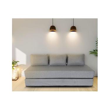 Imagem de Sofá-Cama Sleep Easy Linho Cinza 060x180x020cm - Sleep Complements