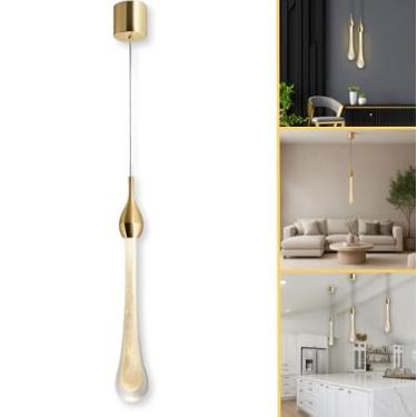 Imagem de Pendente Cristal Bolhas Gota Luminária Lustre Cabeceira Led