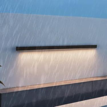 Imagem de LED Outdoor Arandela IP65 à prova d'água Alumínio Arandelas Moderno Minimalista Longo Jardim Iluminação de Parede Interior/Exterior para Escada Corredor Terraço Varanda (Luz Quente Preta, 180 cm)