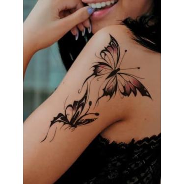 Imagem de Gradiente simples borboleta lembrancinhas de festa tatuagens temporárias ombro pescoço clavícula braço traseiro adesivo de tatuagem impermeável temporária tatuagem falsa 1