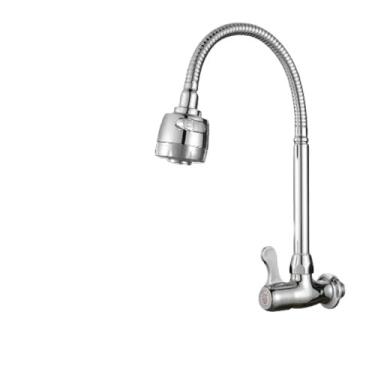 Imagem de torneira cozinha parede preta flexível Duplo Jato Cone 1/4 de Volta (prata/parede/ 360°)