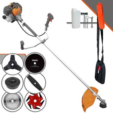 Imagem de Roçadeira À Gasolina Tekna RL430P 2T 43cc 1,7HP Alta Rotação Com Cabeçote de Nylon + Facas 2 Pontas, 3 Pontas, 6 Pontas, 40 Dentes e 80 Dentes