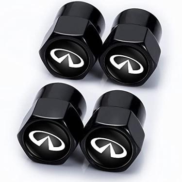 Imagem de Tampa da haste da válvula de pneu para Infiniti Q50 FX35 FX37 F50 QX70 QX60 EX35 Vedação de anel de vedação de pneu resistente à corrosão tampas de válvula de pneu pacote com 4 unidades pretas