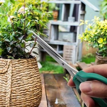 Imagem de 2 tesouras de bonsai premium – tesouras profissionais de corte com lâminas afiadas de aço inoxidável (verde escuro + vermelho)
