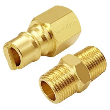 Imagem de Joywayus Adaptador de conexão rápida de latão de 3/20.3 cm, plugue macho com bico macho NPT de 3/20.3 cm para churrasqueira a propano/aquecedor/lareira/trailer