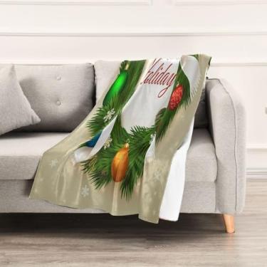 Imagem de Wassud Cobertores e mantas de Natal 152,4 x 228,6 cm, cobertor de guirlanda de Natal para sofá, cadeira, decoração de casa