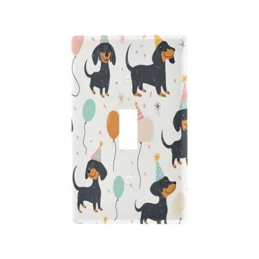 Imagem de Wassud Cute Dachshund Dogs Light Switch Cover Plate Decorativa Capa de Parede para Tomadas Elétricas Interruptor Único 4,53 x 2,76 Polegadas