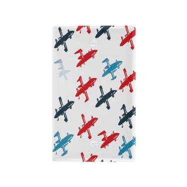 Imagem de Wassud Placa de cobertura de interruptor de luz padrão de aviões, 1 capa de tomada em branco placa de parede decorativa decoração de casa sala de estar quarto