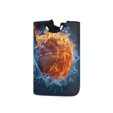 Imagem de YETTASBIN Cesto de roupa suja de basquete, impermeável, dobrável, cesta de armazenamento de brinquedos com alça para banheiro, quarto, lavanderia, sala de jogos