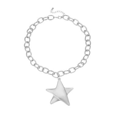 Imagem de Long tiantian Colar de estrela do mar, pingente de estrela de prata, colar de estrela grossa, gargantilha de ouro, joias YK, presentes de Natal, meias para mulheres, Large, Sem Pedra Preciosa