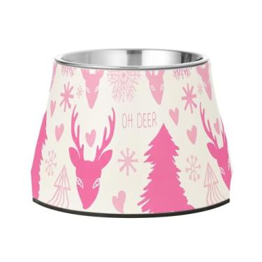 Imagem de Burbuja Tigela de aço inoxidável para comida e água para cães de cervo árvore de inverno, antiderrapante para cães médios e gatos, 590 ml