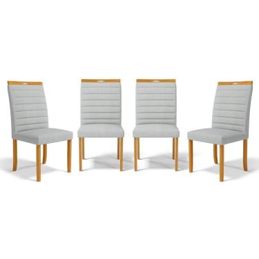 Imagem de Kit Com 4 Cadeiras Sara Madeira Maciça Estofadas Para Mesa De Jantar