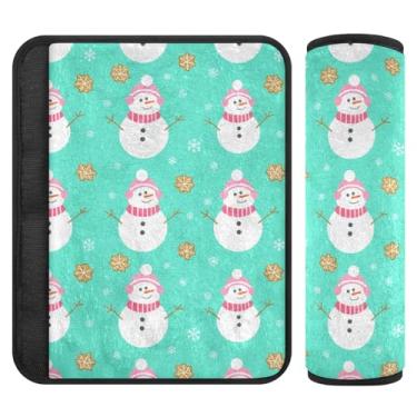 Imagem de Burbuja Capa para cinto de segurança de carro Snowmen in Hat Protetor de cinto de segurança de carro macio confortável para alça de ombro de assento, 1 par pequeno