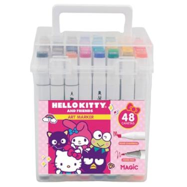 Imagem de Kit Hello Kitty 24 Cores Art Marker - Canetas de Ponta Dupla com Estojo Acrílico