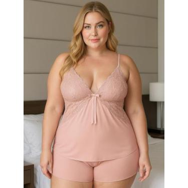 Imagem de Baby Doll Plus Size Espera Marido Short - c12 SIMONE, Rose, 50/52 GG