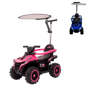 Imagem de Mini Quadriciclo Elétrico 6V Infantil Com Empurrador Cobertura E Bater