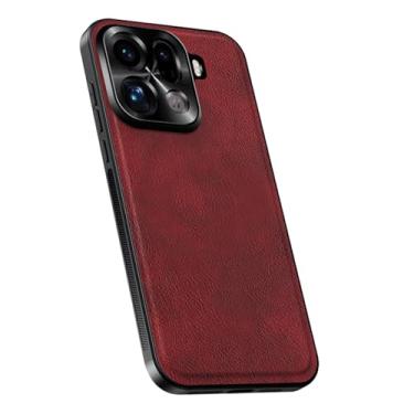 Imagem de HAOMRIYL Capa para Oppo Find X9/X9pro, capa de telefone de couro retrô minimalista fina proteção total da lente anti-arranhões, vermelha, X9Pro