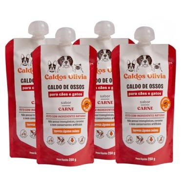 Imagem de Kit 4 Caldos de Ossos Para Cães e Gatos 250g, Sem Conservantes Artificiais, Caldos Olivia (Carne)