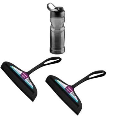 Imagem de Kit 2 Rodo de pia Preto e 1 Garrafa Plástica Fitness Preto 500ml